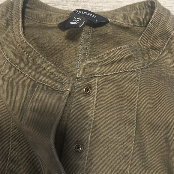 Banana Republic Shirt Dress Womens Olive Green 3/4 Sleeve Belted Army Style Sz 0 - Picture 4 of 6